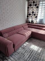Aranżacja: Różowy wypoczynek do salonu welurowy Laurence 275x205 cm prawy