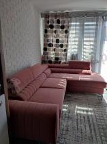 Aranżacja: Różowy wypoczynek do salonu welurowy Laurence 275x205 cm prawy