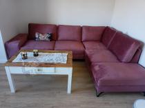 Aranżacja: Różowy wypoczynek do salonu z funkcją spania Flavio prawy 293x214 cm