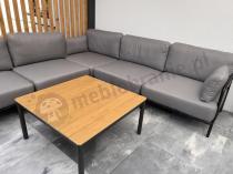 Aranżacja: Sofa modułowa premium na taras ze stali nierdzewnej - szare poduszki olefin, premium - Salve 6 modułów ze stolikiem