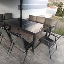 Aranżacja: Sofa ogrodowa metalowa dla 3 osób 175cm Sodor - Dark Grey