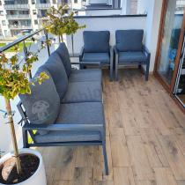 Aranżacja: Sofa ogrodowa metalowa dla 3 osób 175cm Sodor - Dark Grey