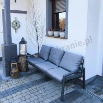 Aranżacja: Sofa ogrodowa metalowa dla 3 osób 175cm Sodor - Dark Grey