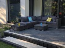 Aranżacja: Stolik z technorattanu LIGURITO 70x70 Dark Grey