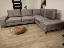 Aranżacja: Szara kanapa rozkładana na czarnych nóżkach Flavio prawostronny 293x214 cm