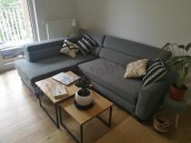 Aranżacja: Szara nowoczesna rogówka na czarnych nogach Livio 249x184 cm Matt Velvet 85 lewy