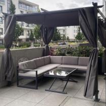 Aranżacja: Szara pergola ogrodowa z zasłonami 3x3 Niro - Grey