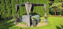 Aranżacja: Szara pergola ogrodowa z zasłonami 3x3 Niro - Grey