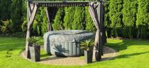 Aranżacja: Szara pergola ogrodowa z zasłonami 3x3 Niro - Grey