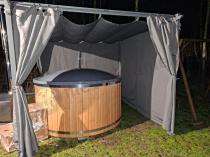 Aranżacja: Szara pergola ogrodowa z zasłonami 3x3 Niro - Grey