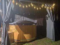 Aranżacja: Szara pergola ogrodowa z zasłonami 3x3 Niro - Grey