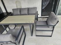 Aranżacja: Szare meble na taras z wysokim stolikiem 140x70 - Panaon Dining 140 GG