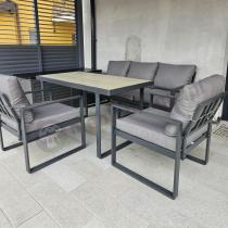 Aranżacja: Szare meble na taras z wysokim stolikiem 140x70 - Panaon Dining 140 GG