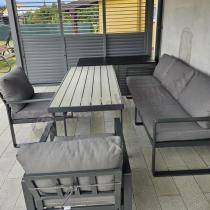 Aranżacja: Szare meble na taras z wysokim stolikiem 140x70 - Panaon Dining 140 GG