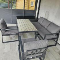Aranżacja: Szare meble na taras z wysokim stolikiem 140x70 - Panaon Dining 140 GG