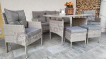 Aranżacja: Szare meble ogrodowe technorattan ze stołem obiadowym i sofą Torino Dining