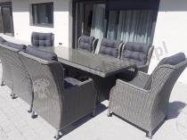 Aranżacja: Szare meble ogrodowe technorattanowe - stół 220cm + 8 foteli Laritto
