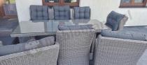 Aranżacja: Szare meble ogrodowe technorattanowe - stół 220cm + 8 foteli Laritto