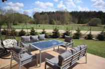 Aranżacja: Szare meble tarasowe metalowe z sofami 175cm i wysokim stołem Sodor Grande - Silver