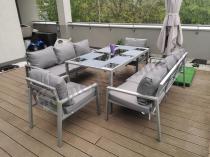 Aranżacja: Szare meble tarasowe metalowe z sofami 175cm i wysokim stołem Sodor Grande - Silver