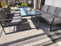 Aranżacja: Szare nowoczesne meble na taras ze szklanym stołem - Panaon Dining Elite Grey