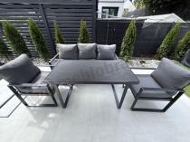Aranżacja: Szare nowoczesne meble na taras ze szklanym stołem - Panaon Dining Elite Grey