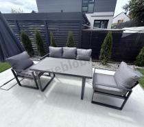 Aranżacja: Szare nowoczesne meble na taras ze szklanym stołem - Panaon Dining Elite Grey
