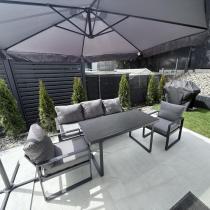Aranżacja: Szare nowoczesne meble na taras ze szklanym stołem - Panaon Dining Elite Grey