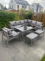 Aranżacja: Szare nowoczesne meble ogrodowe - modułowy narożnik 184x239cm i fotel - Sodor Corner XL - Silver