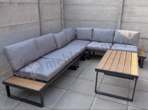 Aranżacja: Szary modułowy narożnik na taras 280x220cm Panaon Grey Teak