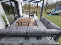 Aranżacja: Szary modułowy narożnik na taras 280x220cm Panaon Grey Teak