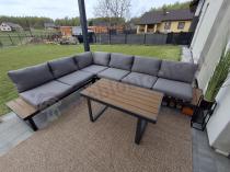 Aranżacja: Szary modułowy narożnik na taras 280x220cm Panaon Grey Teak