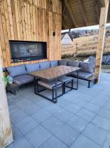 Aranżacja: Szary modułowy narożnik na taras 280x220cm z wysokim stołem Panaon Grey Teak