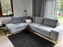 Aranżacja: Szary narożnik rozkładany welurowy Flavio lewy 293x214cm Matt Velvet 85