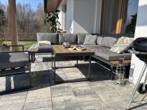 Aranżacja: Szary narożnik tarasowy 220x220cm z fotelem - Panaon Corner - Grey Teak