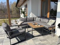 Aranżacja: Szary narożnik tarasowy 220x220cm z fotelem - Panaon Corner - Grey Teak