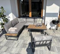 Aranżacja: Szary narożnik tarasowy 220x220cm z fotelem - Panaon Corner - Grey Teak