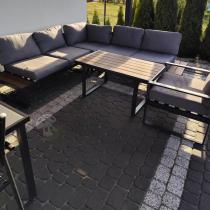 Aranżacja: Szary narożnik tarasowy 220x220cm z fotelem - Panaon Corner - Grey Teak