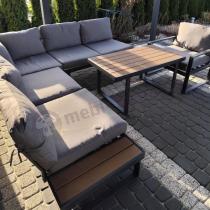 Aranżacja: Szary narożnik tarasowy 220x220cm z fotelem - Panaon Corner - Grey Teak