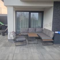 Aranżacja: Szary narożnik tarasowy 220x220cm z fotelem - Panaon Corner - Grey Teak