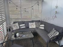 Aranżacja: Szary narożnik tarasowy z fotelem i stolikiem kawowym - technorattan - Torgiano Corner - Grey