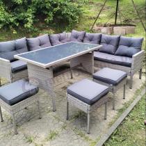 Aranżacja: Szary narożnik technorattan 190x190cm i 3 pufy Torino Corner XL Grey