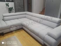 Aranżacja: Szary narożnik z otomaną Selva L 263x223 cm lewostronny