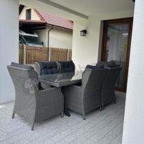 Aranżacja: Szary stół 220cm z fotelami na taras technorattan Laritto 8+1 stół X