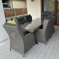 Aranżacja: Szary stół 220cm z fotelami na taras technorattan Laritto 8+1 stół X