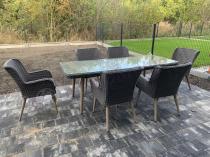 Aranżacja: Szary zestaw mebli obiadowych dla 8 osób ze stołem 220cm Tonitto Dining 8+1