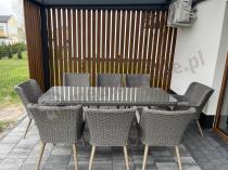 Aranżacja: Szary zestaw mebli obiadowych dla 8 osób ze stołem 220cm Tonitto Dining 8+1