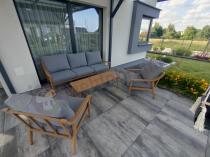Aranżacja: Szary zestaw mebli ogrodowych dla 5 osób z sofą 200cm - Else Set - Grey