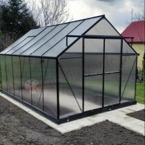 Aranżacja: Szklarnia ogrodowa poliwęglanem 4mm i aluminiowym stelażem 370x250 cm - czarny