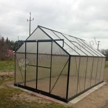 Aranżacja: Szklarnia ogrodowa poliwęglanem 4mm i aluminiowym stelażem 370x250 cm - czarny